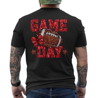 Game Day Football Red Coquette Bow Team Spirit Touchdown Men's T-shirt Back Print - Thegiftio UK