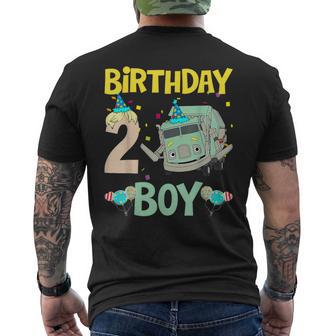 Garbage Truck 2Nd Birthday Boy Recycling Trash Family Men's T-shirt Back Print - Thegiftio UK