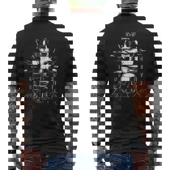 Gato Tocando Batería Percusión Camiseta Hombre Estampado Espalda - Regaloses