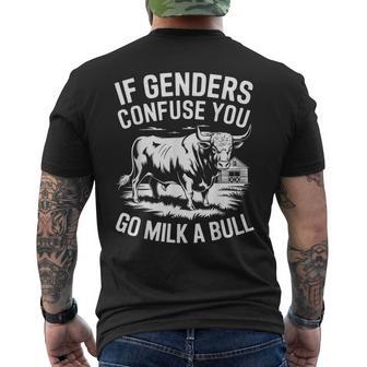 If Genders Confuse You Go Milk A Bull Us Bulll Quote Men's T-shirt Back Print - Thegiftio UK