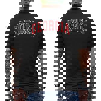 Georgia Ga Vintage Athletic Sports Red Text Men's T-shirt Back Print | Mazezy