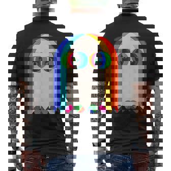 Ghost Trippy Vaporwave Halloween Techno Rave Edm Men's T-shirt Back Print | Mazezy