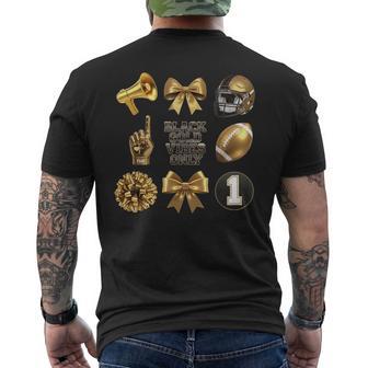 Gold Black Game Day Vibes Only Cheer Men's T-shirt Back Print - Thegiftio UK