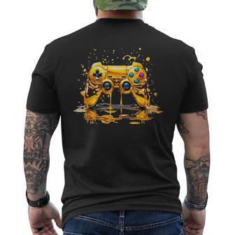 Gold Splash Video Game Controller Golden Gamer Gaming Men's T-shirt Back Print - Thegiftio UK