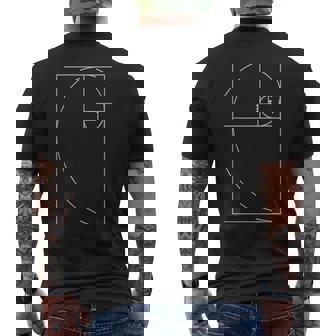 Golden Cut 1618 フィボナッチスパイラル メンズTシャツ バックプリント - Kawaiitshirt