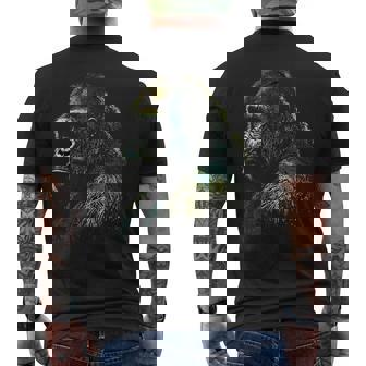 Gorilla モンキーアート 動物 メンズTシャツ バックプリント - Kawaiitshirt