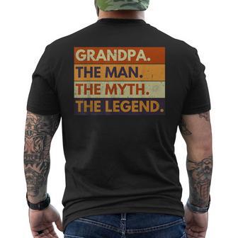 Grandpa The Man The Myth The Legend Father's Day Men's T-shirt Back Print - Thegiftio UK