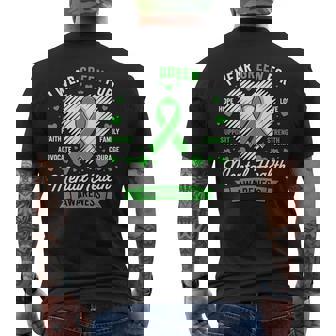 Green Ribbon Mental Health Awareness Month Support Men's T-shirt Back Print - Thegiftio UK