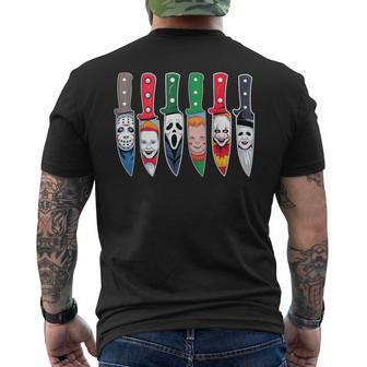 Halloween Horror Movie Characters In Knives Scary Halloween Men's T-shirt Back Print - Thegiftio UK