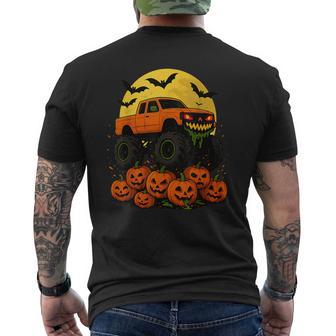 Halloween Monster Truck Crushing Pumpkins Men's T-shirt Back Print - Thegiftio UK