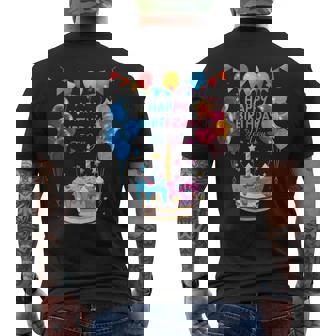Happy Birthday To You ケーキとバルーンパーティー メンズTシャツ バックプリント - Kawaiitshirt
