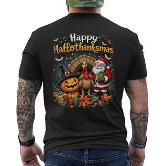 Happy Hallothanksmas For Halloween Thanksmas Holiday Season Men's T-shirt Back Print - Thegiftio UK
