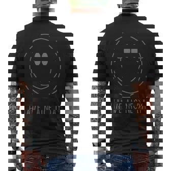 Have A Nice Day ミニマリスト スマイルフェイス シャツ かわいい スマイル メンズTシャツ バックプリント - Kawaiitshirt