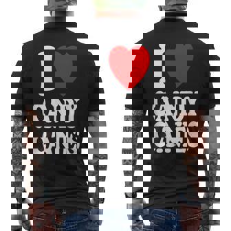 I Heart 愛 キャンディケーン 冬 ペパーミント クリスマス メンズTシャツ バックプリント - Kawaiitshirt