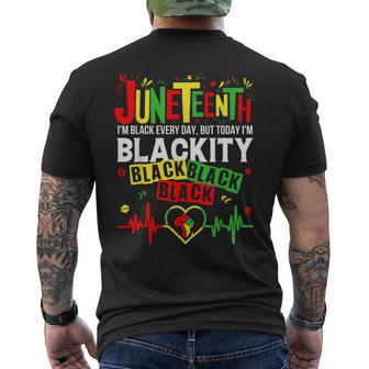 Heartbeat Black History African America Junenth Blackity Men's T-shirt Back Print - Monsterry