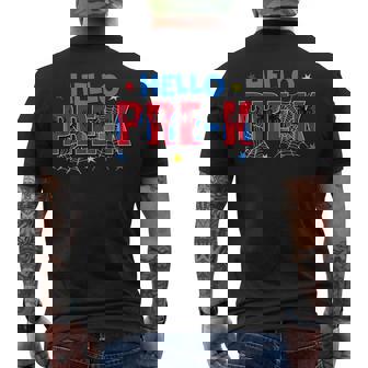 Hello Pre-K Squad Spider Pre-K Team Back To School Men's T-shirt Back Print | Mazezy