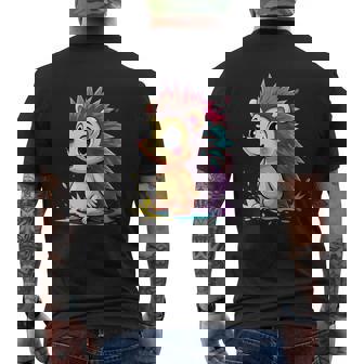 Hérisson Cartoon Mignon Avec Piquants Colorés T-shirt imprimé au dos - Cadeauxyz