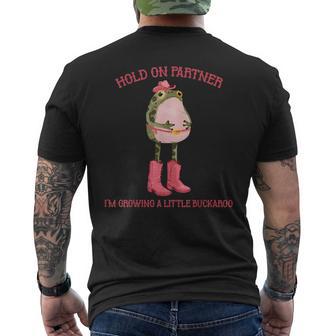 Hold On Partner I'm Growing A Little Buckaroo Frog Pregnancy Men's T-shirt Back Print - Thegiftio UK