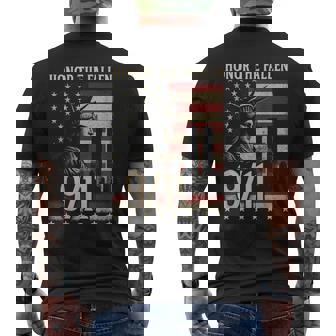 Honor The Fallen September 11 Memorial Day American Flag Men's T-shirt Back Print - Monsterry