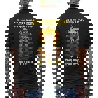 Horrors Persist But So Do I Motivational Raccoon Quote Men's T-shirt Back Print - Thegiftio UK