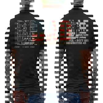 Husband Daddy Protector Hero Fathers Day American Flag Mens Men's T-shirt Back Print - Thegiftio UK