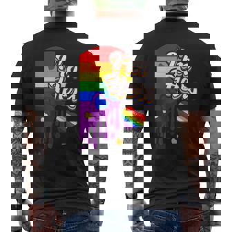 I'm Hers &He's Mine 虹のハート Lgbtq プライド デザイン メンズTシャツ バックプリント - Kawaiitshirt