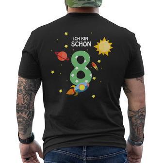 Ich Binchon 8 Rakete 8 Geburtstag Kinder Weltraum T-Shirt mit Rückendruck - Geschenkecke