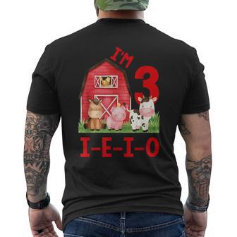 I'm 3 I-E-I-O Farm Theme 3Rd Birthday 3 Year Old Party Men's T-shirt Back Print - Thegiftio UK