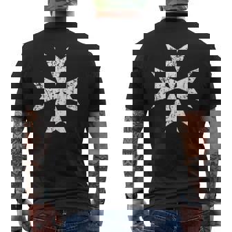 Imprimé Croix De Malte Petite Poche Poitrine Blanc T-shirt imprimé au dos - Cadeauxyz