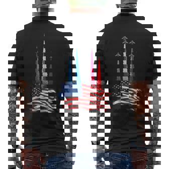 Independence Day American Flag Jet Planes Red White Blue Men's T-shirt Back Print | Mazezy
