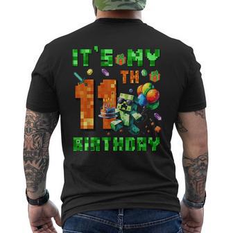 It's My 11Th Birthday Pixel Number Video Game Gamer Men's T-shirt Back Print - Thegiftio UK