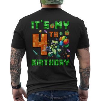 It's My 4Th Birthday Pixel Number Video Game Gamer Men's T-shirt Back Print - Thegiftio UK