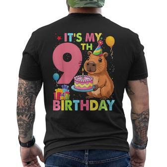 It's My 9Th Birthday Capybara 9 Years Old Capy Birthday Men's T-shirt Back Print - Thegiftio UK