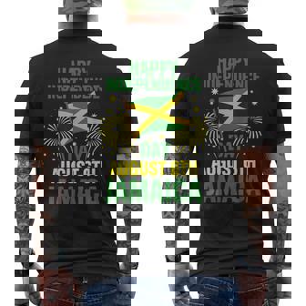 Jamaica 63Rd Independence Day Proud Jamaican Flag Heritage Men's T-shirt Back Print | Mazezy