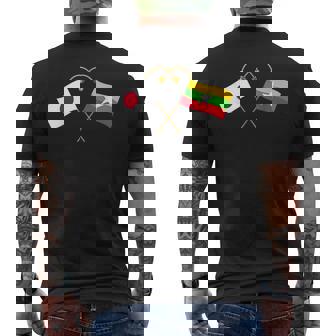 Japanese Flag Myanmar Flag ミャンマー遺産 ミャンマーのルーツ 日本の国旗 ミャンマーの国旗 メンズTシャツ バックプリント - Kawaiitshirt