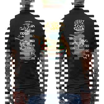 Japanese Kawaii Ramen Reptile Leopard Gecko ヒョウモントカゲモドキ メンズTシャツ バックプリント - Kawaiitshirt