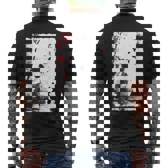 Japonés Lirio Arañauave Grunge Anime Geisha Negro Gato Mamá In Mangas Camiseta Hombre Estampado Espalda - Regaloses