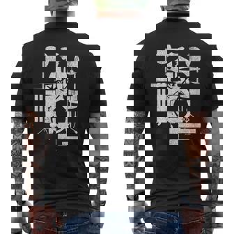 Jazz Band Batterista Amante Della Musica Cool Retrointage Drumming T-shirt da uomo con stampa posteriore - Novitaregali