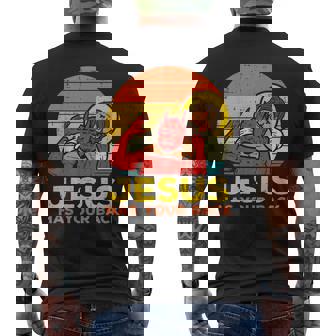 Jesus Has Your Back 柔術 レトロ クリスチャン メンズTシャツ バックプリント - Kawaiitshirt