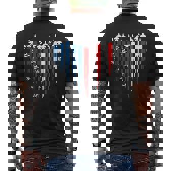 Jet Airplane Heart Red White Blue American Flag 4Th Of July Men's T-shirt Back Print - Monsterry