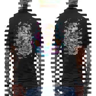 Jolie Loutre Entourée De Fleurs Colorées T-shirt imprimé au dos - Cadeauxyz