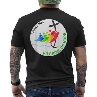 Katholisches Jubiläum 2025 Buntglas Pilger Der Hoffnung T-Shirt mit Rückendruck - Geschenkecke