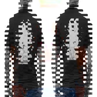 Kawaii Rabbit Drink バブルティー ウサギ ボバ メンズTシャツ バックプリント - Kawaiitshirt