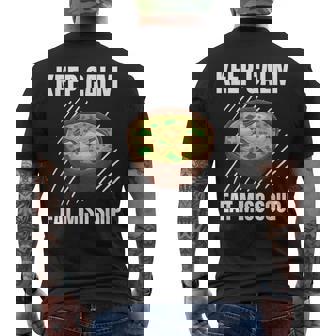 Keep Calm 食べる 味噌汁 ヴィンテージ グランジ 味噌汁好き メンズTシャツ バックプリント - Kawaiitshirt