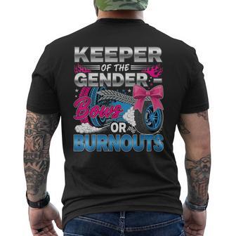 Keeper Of The Gender Burnouts Or Bows Gender Reveal Party Men's T-shirt Back Print - Thegiftio UK