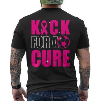 Kick For A Cure Breast Cancer Awareness Pink Ribbon Soccer Men's T-shirt Back Print - Thegiftio UK