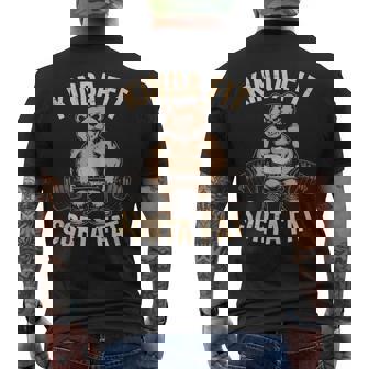 Kinda Fit Sorta Fat Gym Bear Weightlifting Workout Men's T-shirt Back Print | Mazezy