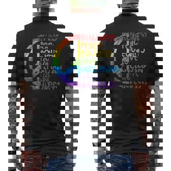 Kindness Peace Equality Love Inclusion Hope Diversity Lgbtq Men's T-shirt Back Print - Thegiftio UK