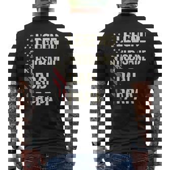 Legend Husband Dad Papa Vintage American Flag Fathers Day Men's T-shirt Back Print - Thegiftio