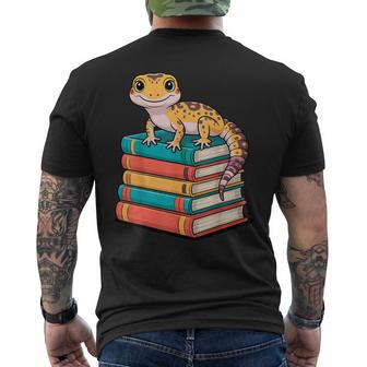 Leopard Gecko Book Lover Reading Men's T-shirt Back Print - Thegiftio UK